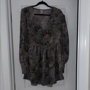 Animal Print Long Sleeve mini Dress